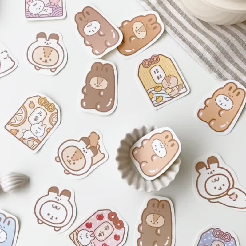 Soft soft candy bunny / royal guard / bunny sticker pack / pocket stickers / a total of 4 types - สติกเกอร์ - กระดาษ หลากหลายสี