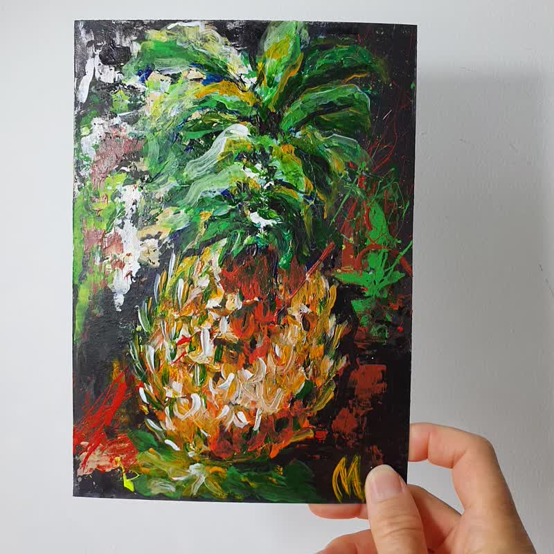 Pineapple Painting Tropical Fruits Kitchen Vegetable Food Still Life Art Gardens - 海報/掛畫/掛布 - 其他材質 橘色