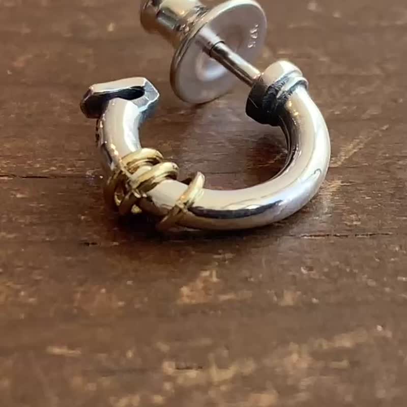 フープ/シルバー925 ピアス/片耳用/シンプル/シルバーアクセサリー メンズ/日本製/送料無料/男性プレゼント/pe40 - 耳環/耳夾/耳骨夾 - 銀 銀色