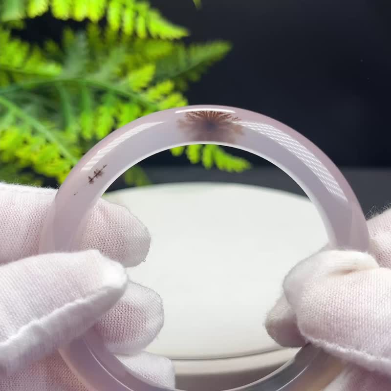 精美 煙紫瑪瑙手鐲 56MM 冰透起剛飄成型草花 玉髓手環 調理身心 - 手鍊/手環 - 半寶石 