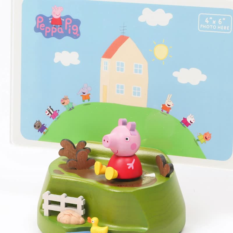 【Peppa Jumps in Muddy Puddles】Musical Photo Frame | Wooderful life - ของวางตกแต่ง - ไม้ หลากหลายสี