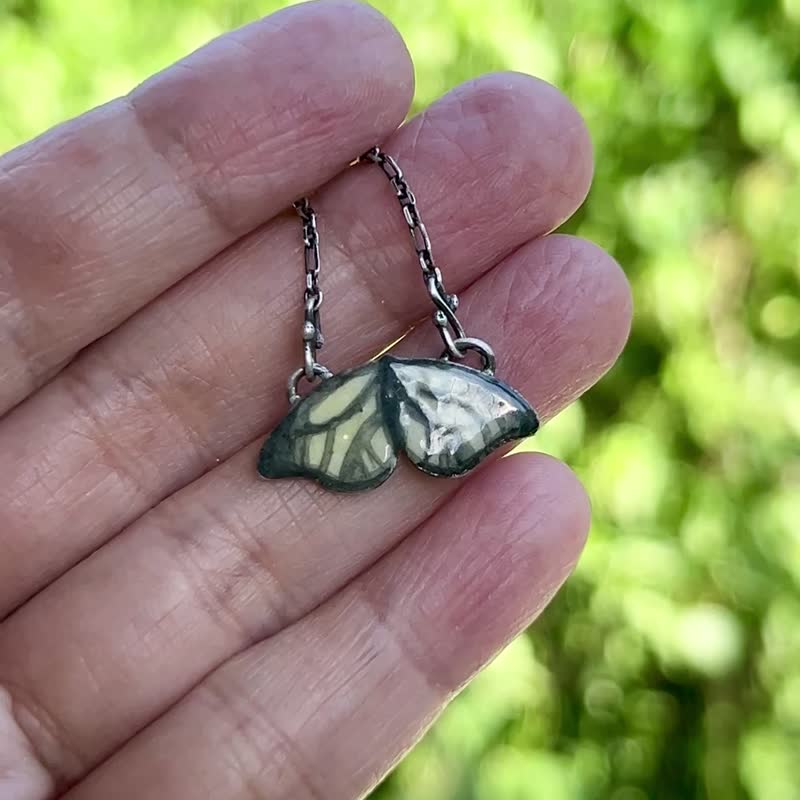 【Animals Series】#b51 Moth Enamel Necklace - สร้อยคอ - เงิน สีเงิน