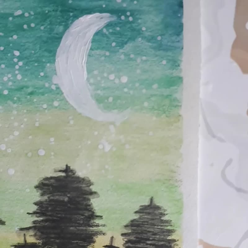 Galaxy Watercolor Landscape  Painting,  Original Artwork  on Watercolor Paper - 壁貼/牆壁裝飾 - 紙 多色