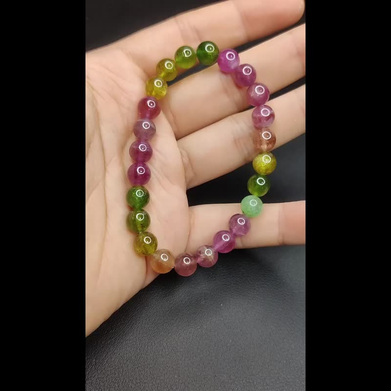 [Customized products] Tourmaline Tourmaline Bracelet Natural Crystal Crystal Bracelet 6-13mm - สร้อยข้อมือ - คริสตัล 