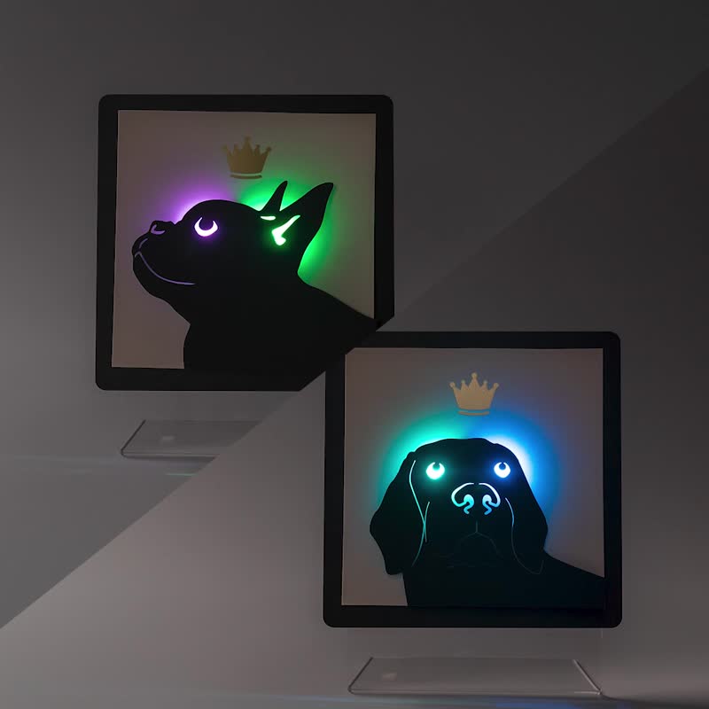 [Light Reflection Painting] A03 French Bulldog Handmade Material Pack Homemade Circuit - ตกแต่งผนัง - วัสดุอื่นๆ สีดำ