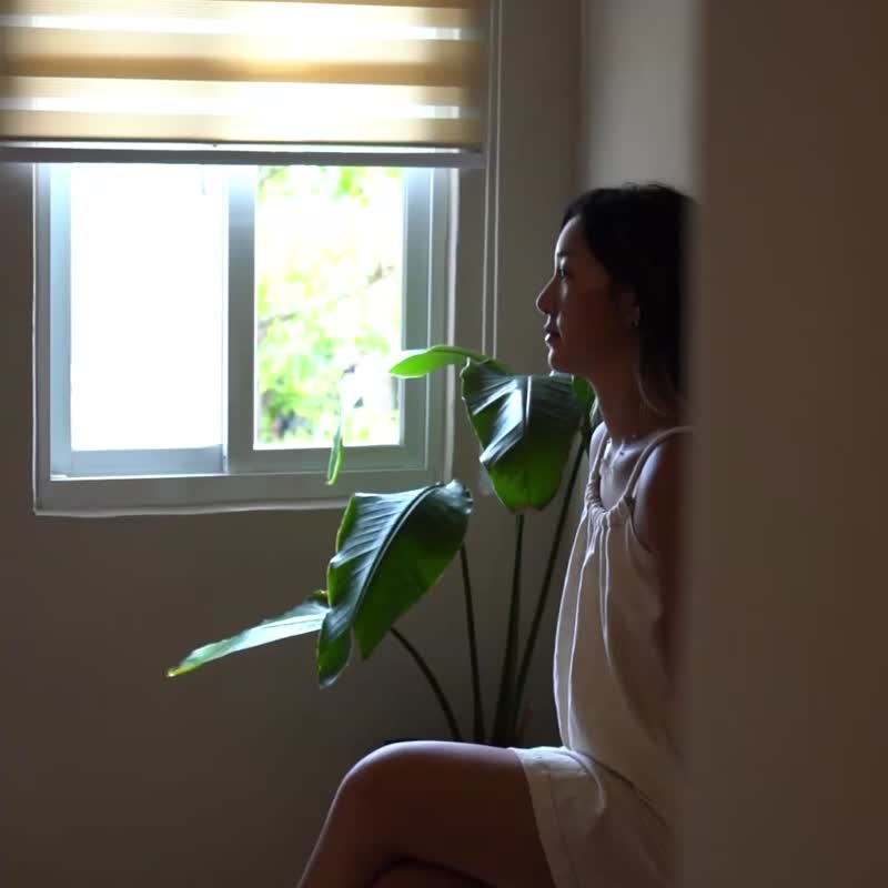 Oatmeal Tie Back Dress - 洋裝/連身裙 - 棉．麻 白色
