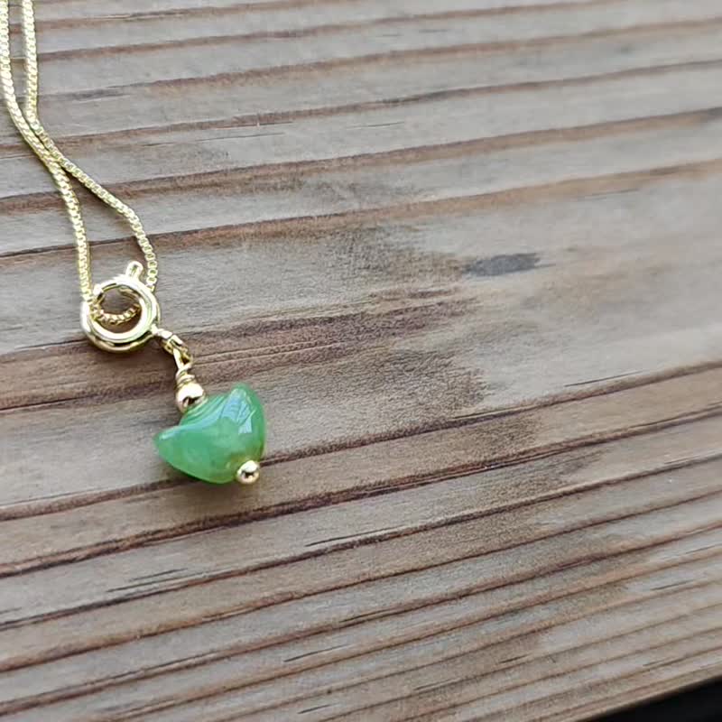[秦翠] 天然翡翠氷果実太陽グリーン美しい色絶妙な小さなインゴット鎖骨ネックレス - ネックレス - 翡翠 グリーン