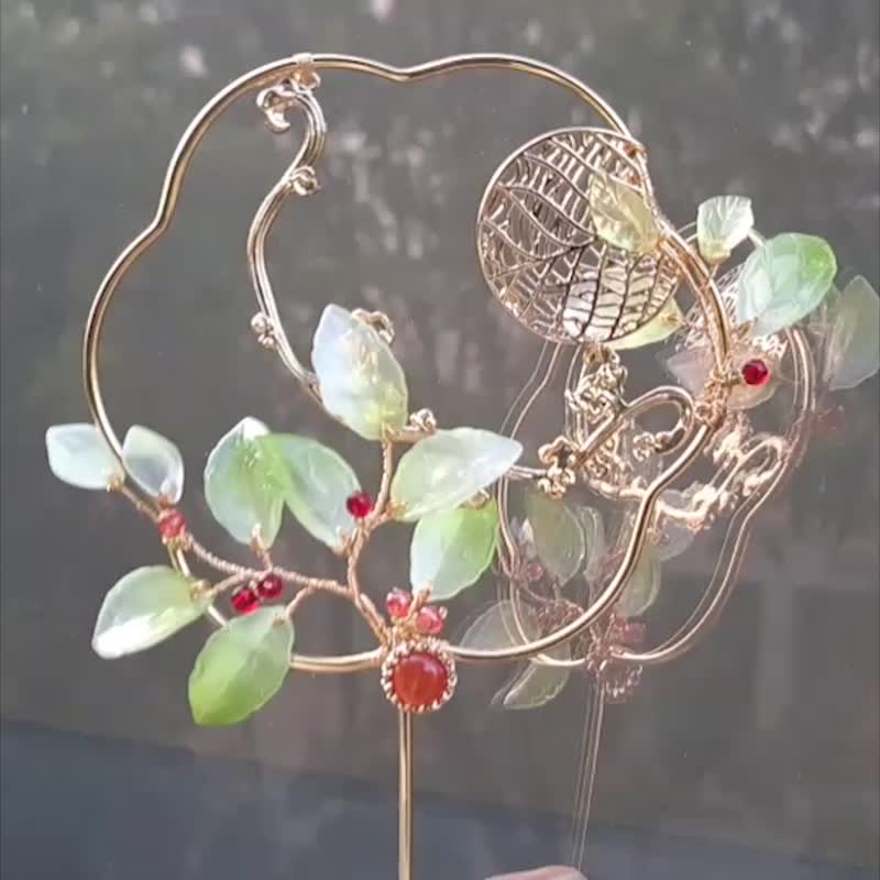 中秋禮品~【月影扶疏】~鏤空團扇 - 扇子 - 其他金屬 金色