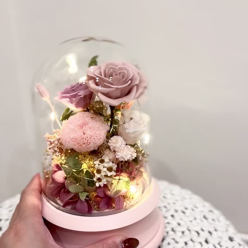 Preserved flower bluetooth speaker night light romantic pink Christmas gift - Dried Flowers & Bouquets - Plants & Flowers 