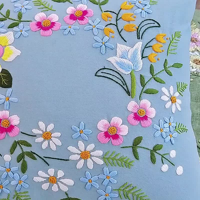 刺繡抱枕diy手工刺繡資料包帆布棉麻布面有輪廓圖汽車靠墊 - 枕頭/抱枕 - 棉．麻 
