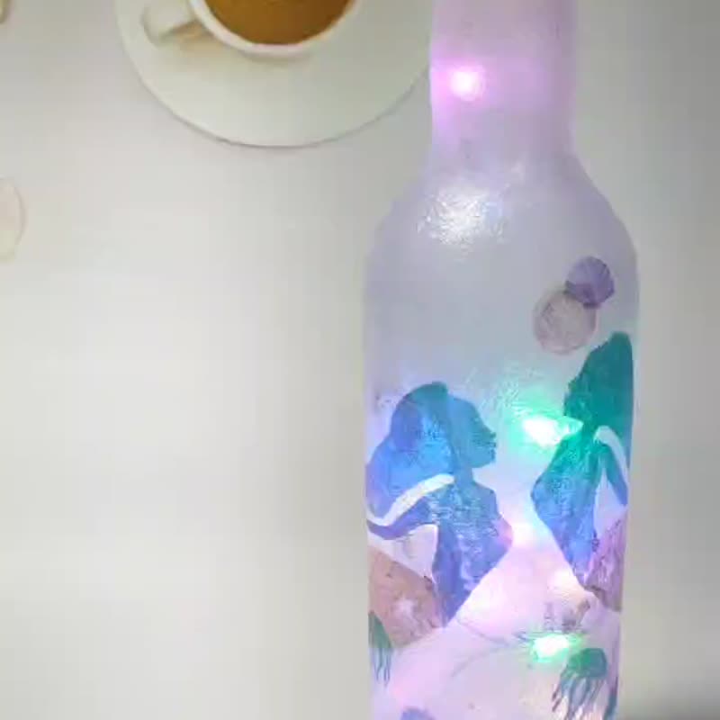 マーメイドアート 装飾/照明/癒しのワインボトルランプ - 置物 - ガラス 