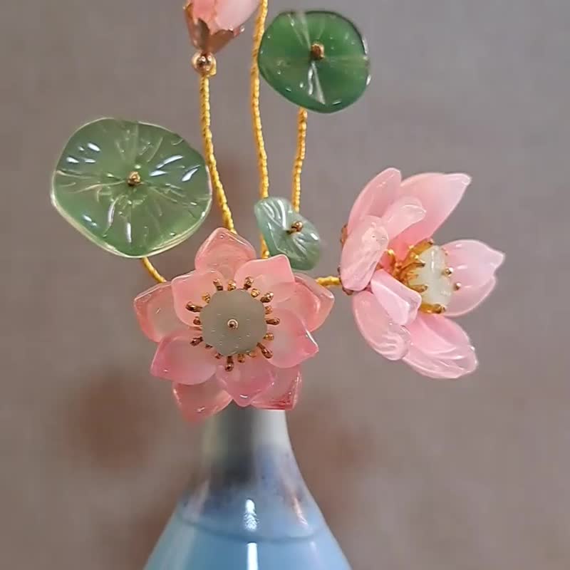 【寶石琉璃花-夏荷】中國風彩釉瓷瓶 ∕ 擺飾 ∕ 裝飾小物 - 擺飾/家飾品 - 玻璃 粉紅色