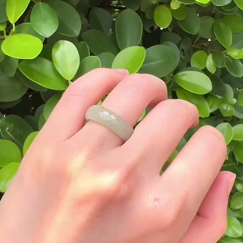 天然翡翠 緬甸 A玉 玉鐲 • 青蘋果寶石切割翡翠戒指 - 戒指 - 石頭 綠色