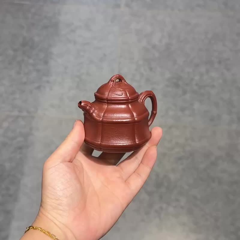 六瓣竹鼎 全手工大拍陶手雷罡作品師承范偉群容量100cc家藏大紅袍 - 茶壺/茶杯/茶具 - 陶 