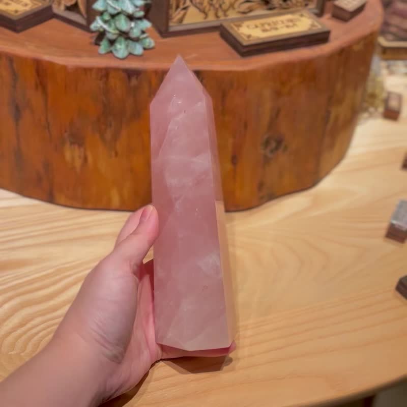 20cm 粉晶柱 開心 喜悅 關係 療癒 家居 擺設 裝飾 水晶 - 手鍊/手環 - 水晶 粉紅色