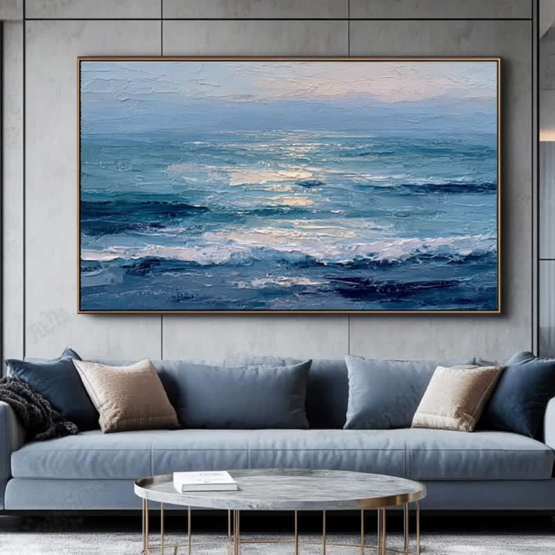 Lianhai Natural Poetry Series Giclée Print Lake and Mountain Landscape Wall Art Nordic Minimalist Living Room Sofa Backdrop - โปสเตอร์ - ผ้าฝ้าย/ผ้าลินิน 