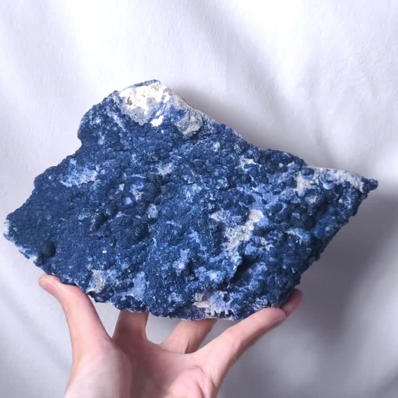 稀有蒙古藍螢石 原礦 智慧 招財 成功 收藏 風水 擺件 單品 禮物 - 擺飾/家飾品 - 寶石 藍色