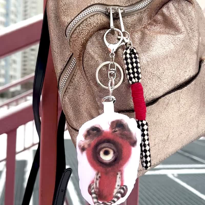 Keychain with cyclop by Julia Golub. Keychain pillow - Keychains - Other Materials Brown