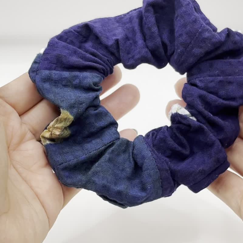 升級再造有松絞染髮圈 深藍綠色 日本手工製作 - 髮夾/髮圈 - 棉．麻 多色