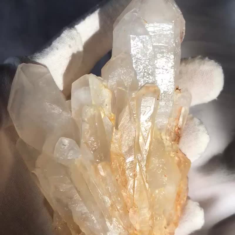 黄金 白銀山 菠蘿水晶 側芽水晶 水晶簇 白水晶 原礦礦標 教堂水 - 擺飾/家飾品 - 水晶 黃色