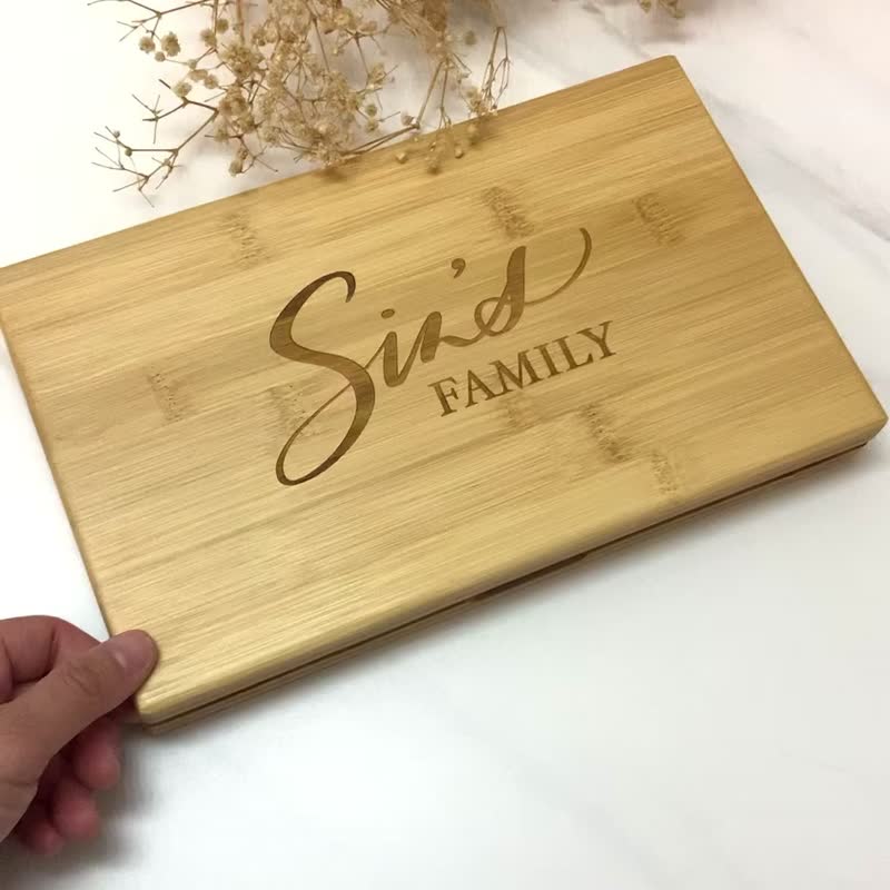 [Customized] Engraved chopsticks with custom blessings on bamboo boxes with names designed for new residents and immigrants as gifts - Chopsticks - Bamboo Brown