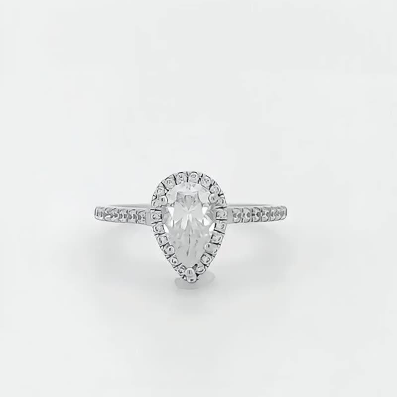 莫桑石 莫桑鑽 1-3克拉水滴女鑽戒  台北門市 客製化訂製白金 - 戒指 - 其他材質 