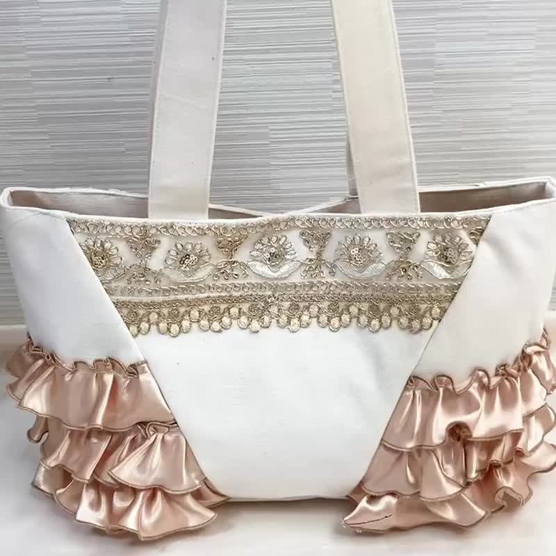 frill tote bag - Handbags & Totes - Cotton & Hemp Gold