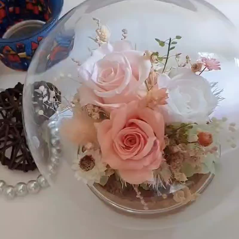夢幻花園 永生花玻璃罩.花盅 祝賀花禮 生日.情人節.母親節.畢業 - 乾燥花/永生花 - 植物．花 