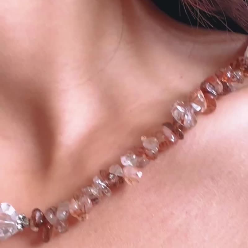 大地の恵み、金運を呼ぶブラックゴールドスーパーセブン 天然石ネックレス チョーカー ビーズネックレス - ネックレス - クリスタル ブラウン