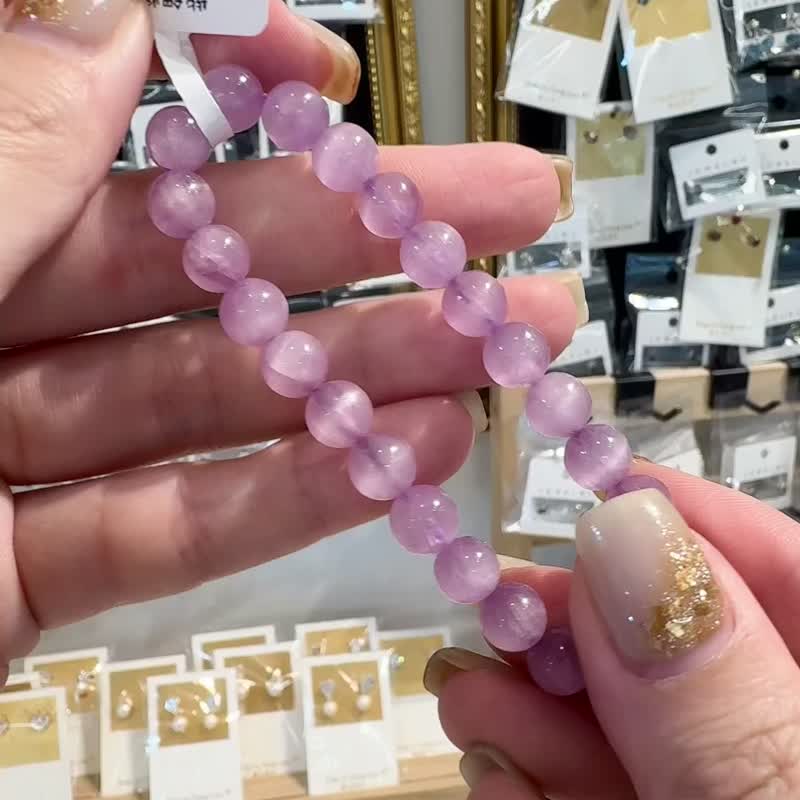 精品級透亮貓眼仙女色濃色紫鋰輝7.5mm17.81g手珠改善睡眠緩解壓 - 手鍊/手環 - 水晶 紫色