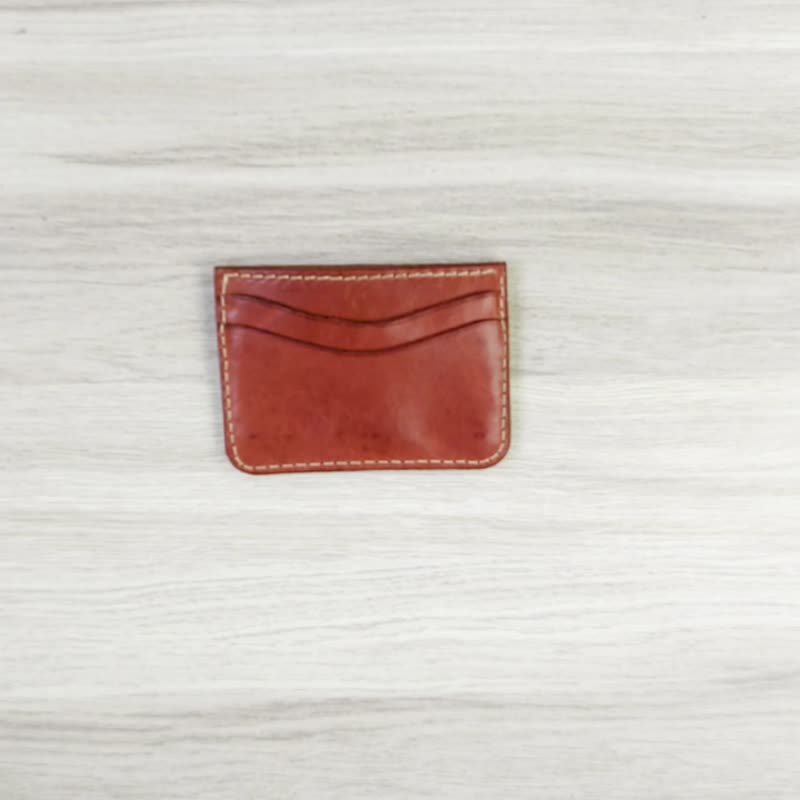 證件套 | 手工皮件 | 客製禮物 | 植鞣皮-橫式雙邊隨身證件夾 - 名片夾/名片盒 - 真皮 咖啡色