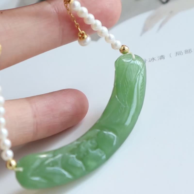天然和田玉碧玉項鏈雕花玉衡吊墜老料碧玉脂份好搭配珍珠沉香國風 - 項鍊 - 玉石 