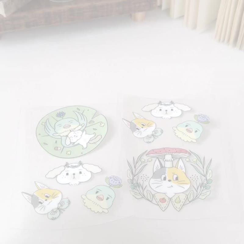 Squirrel Cat Misanthropic Bird Sheep Dog Waterproof Crystal Transfer Sticker - สติกเกอร์ - ยาง 