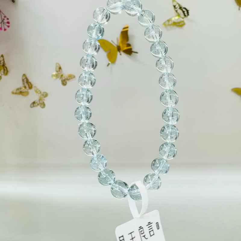 天空海藍藍托帕石水晶7mm15g消除悲傷增加自信快樂吸引財富 - 手鍊/手環 - 水晶 藍色