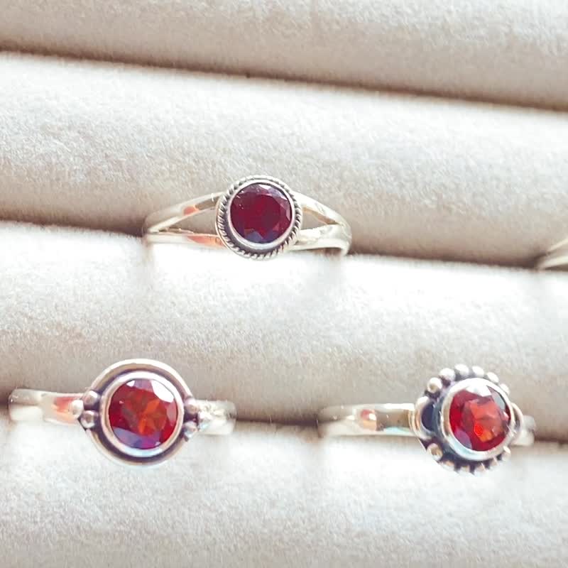 Simple classic Stone ring handmade in Nepal 925 sterling silver - General Rings - Semi-Precious Stones Red