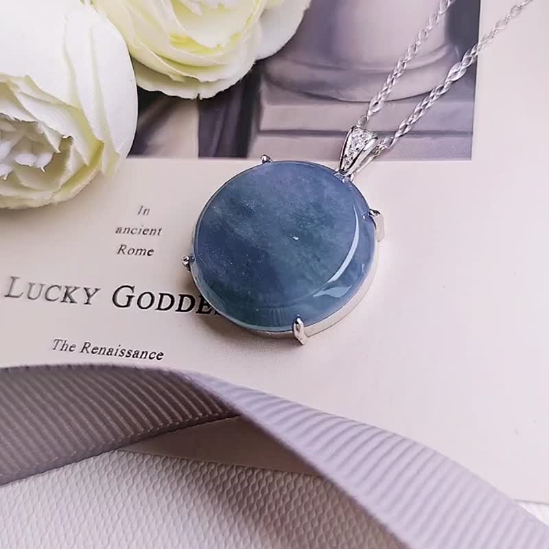 Lucky for the nobles | Artistic conception of starry sky blue and purple without incident brand | Myanmar A-grade jadeite ice thick blue and purple sterling silver pendant - สร้อยคอ - หยก 