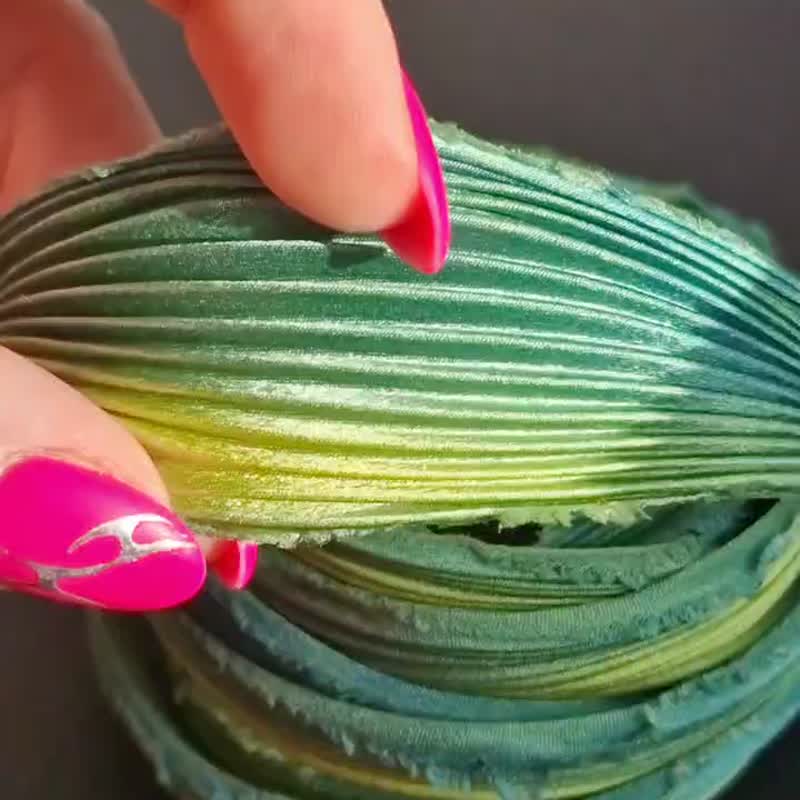 30 cm 1/3 yd Pure Silk Shibori Ribbon Handmade Natural Silk pleating fabric - 編織/刺繡/羊毛氈/縫紉 - 絲．絹 