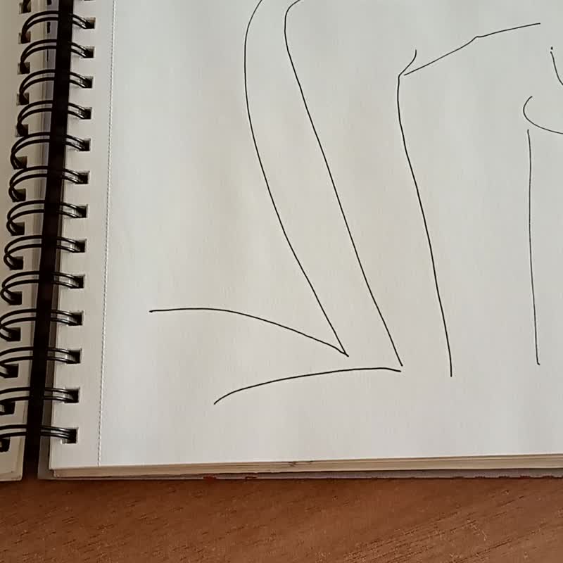 One line drawing of nude woman | Modern Home Decor | Nude Figure Illustration - โปสเตอร์ - กระดาษ ขาว