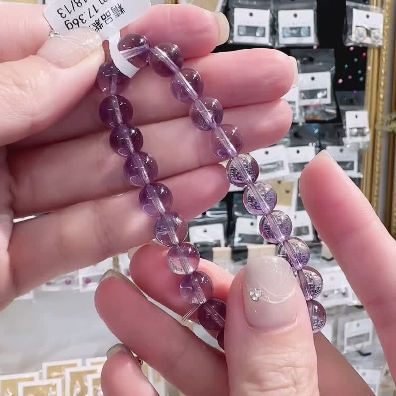 Fine tower-shaped purple rabbit hair crystal bracelet 8mm17.36g balances body, mind and soul to increase intuitive spirituality art - สร้อยข้อมือ - คริสตัล สีม่วง