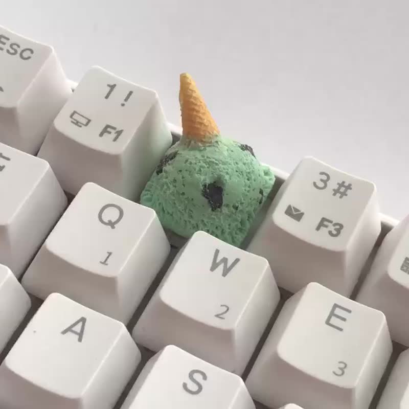 アイスなキーキャップ (チョコミント) 【ディスプレイ付き】 - PCアクセサリー - 粘土 グリーン