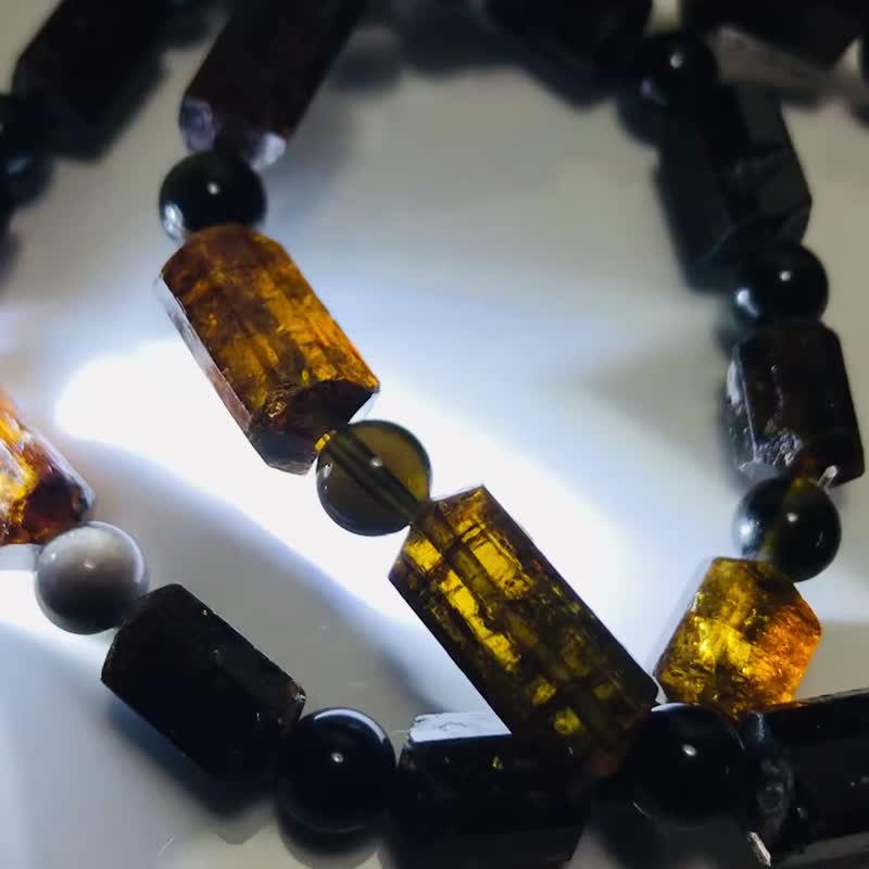 尼泊爾黑金碧璽Black & Gold Tourmaline - 手鍊/手環 - 半寶石 咖啡色