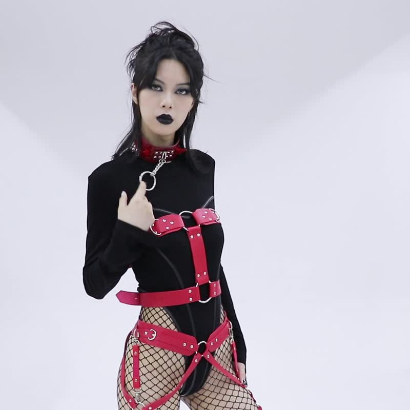 Punk Inquisition Leggings-Multicolor/Black Only - เข็มขัด - วัสดุอื่นๆ สีแดง