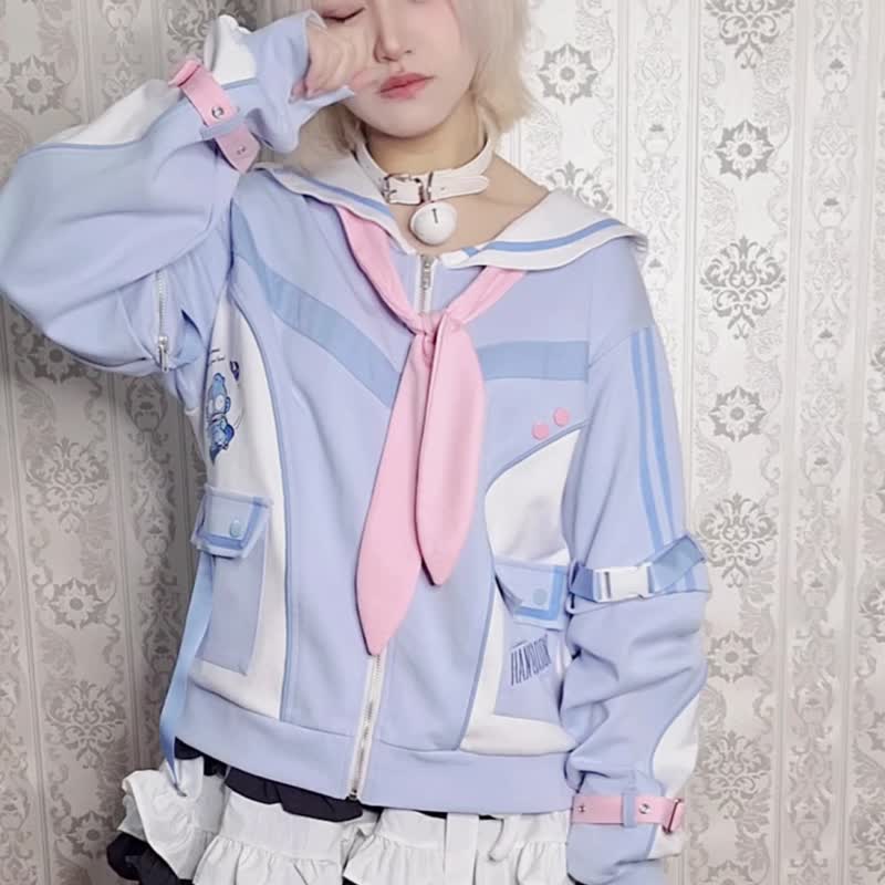 原創三麗鷗SANRIO人魚漢頓刺繡海軍領結運動水手服外套JJ5085 - 女大衣/外套 - 棉．麻 