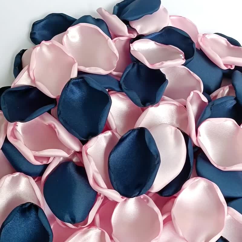 Navy blue blush wedding Blush pink flower petals Blue petals - ช่อดอกไม้แห้ง - ผ้าไหม 