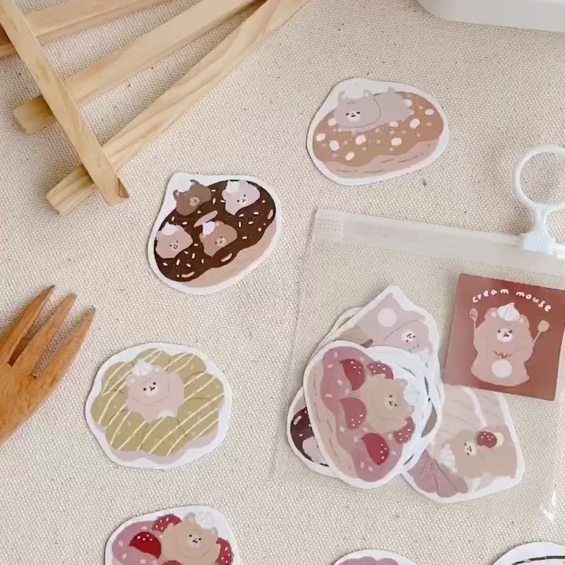 Cream Rat Donuts Sticker Set - Stickers - Paper Brown