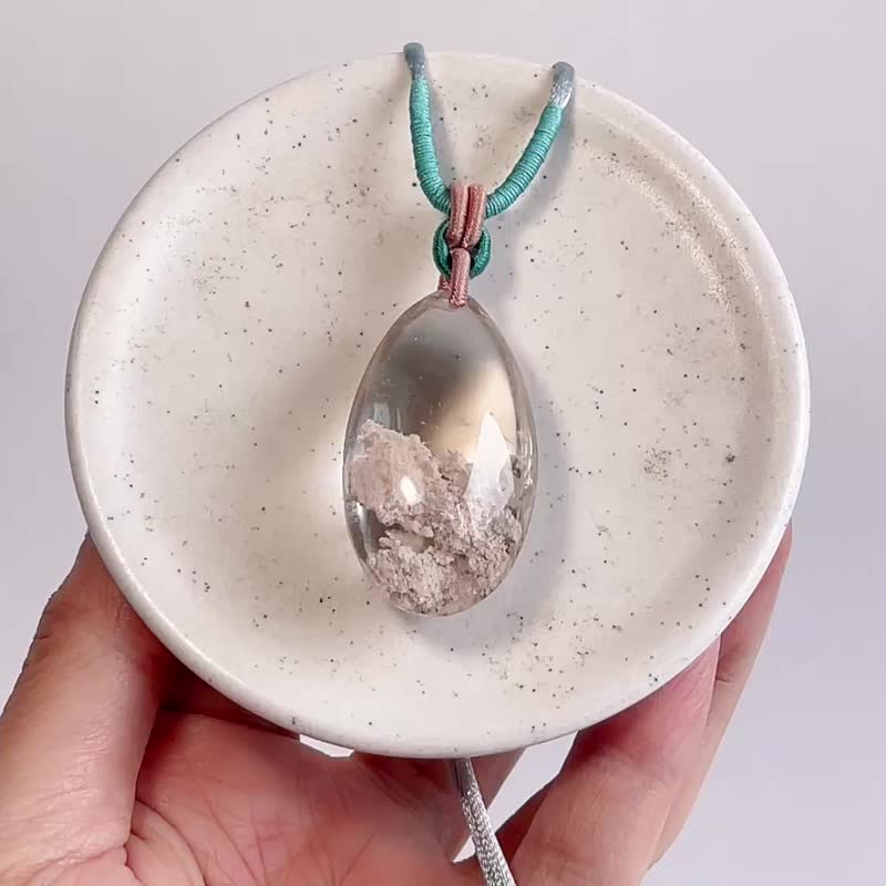 天然礦石 白幽靈異象水晶 項鍊 - 項鍊 - 寶石 白色