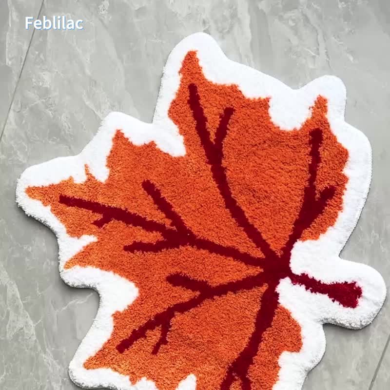 Maple Leaf Tufted Bath Rug Cute Absorbent Non-slip Floor Mat Rug for Barhroom - Rugs & Floor Mats - Polyester Red