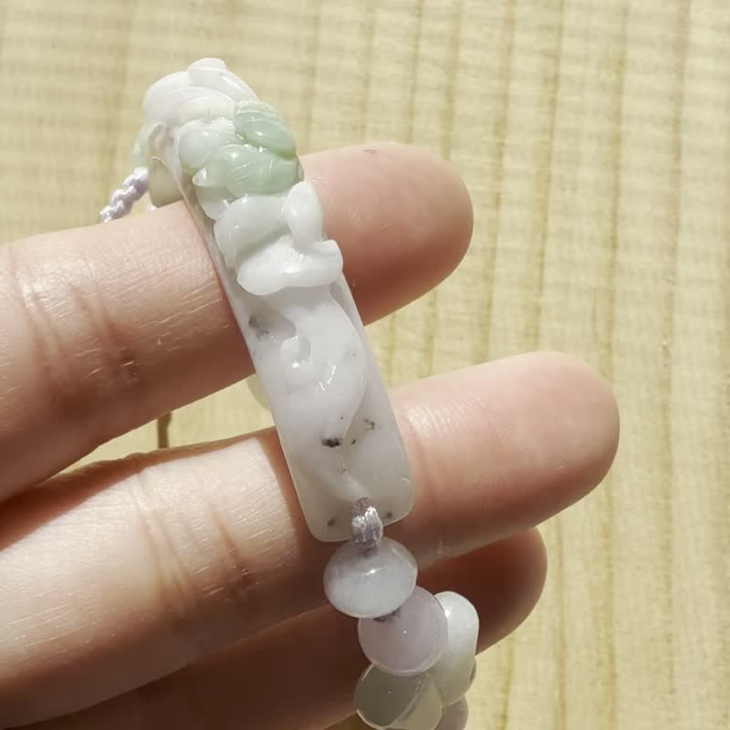 手工編織翡翠手鍊 — 雲影與花 - 手鍊/手環 - 玉石 紫色