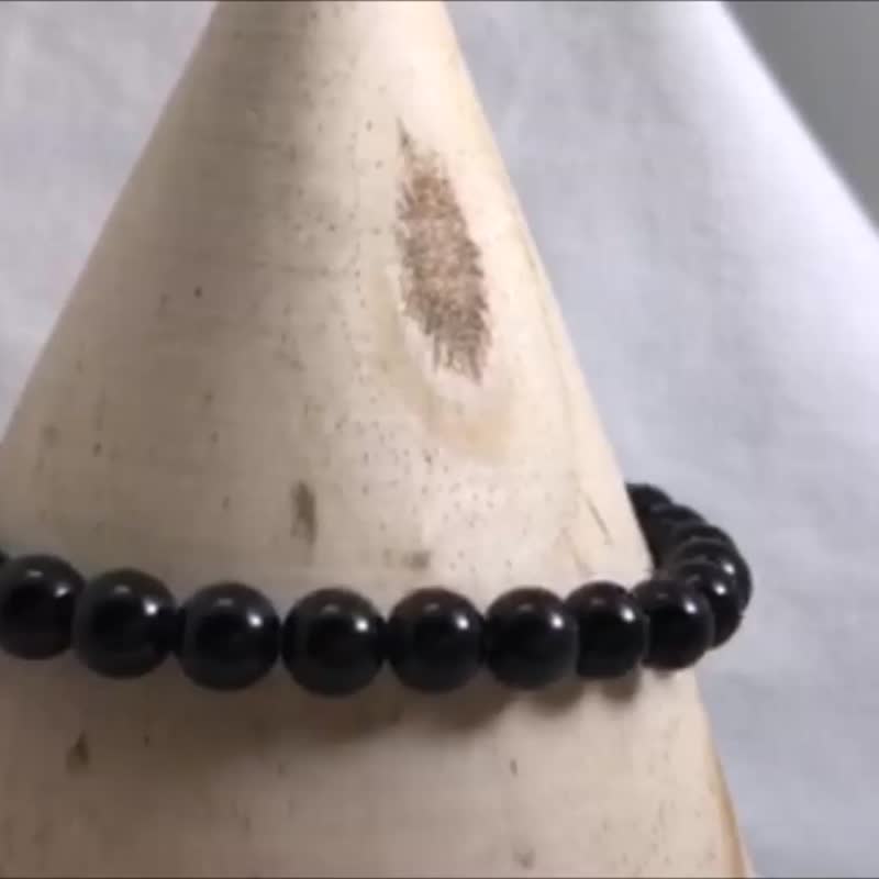 Obsidian 6mm Beads Bracelet Spacer Bead Beads Precious Stones Stretch Bracelet - Bracelets - Gemstone Black