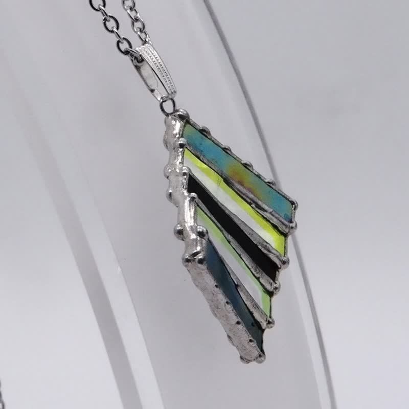 minuteness stained glass rhombus pendant - Necklaces - Glass Multicolor